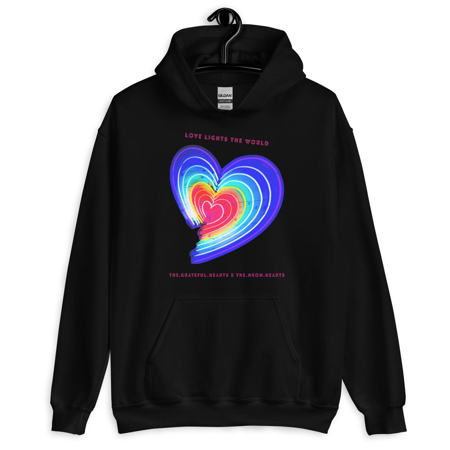 The Neon Heart - Love Lights The World ✨❤️ Heavy Blend Unisex Hoodie (Available in Various Colors!) - The Grateful Hearts