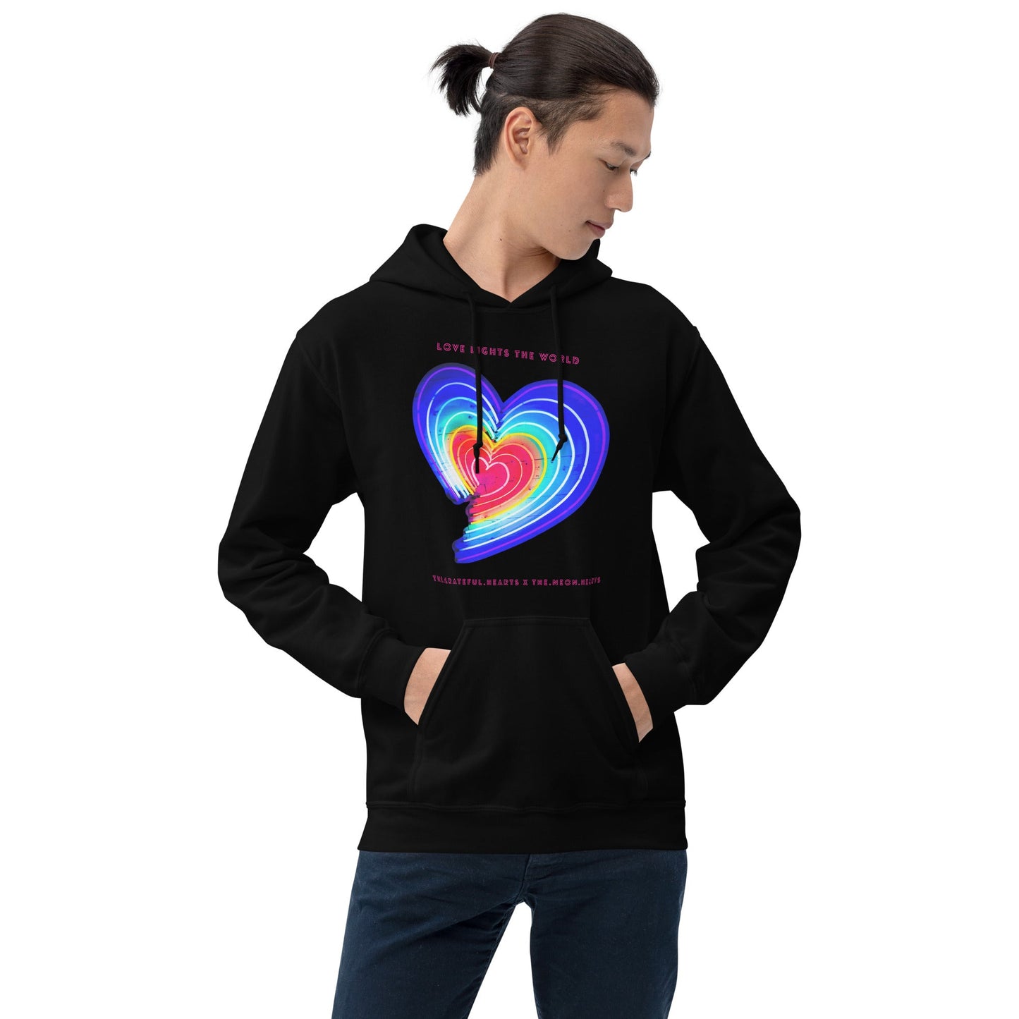 The Neon Heart - Love Lights The World ✨❤️ Heavy Blend Unisex Hoodie (Available in Various Colors!) - The Grateful Hearts