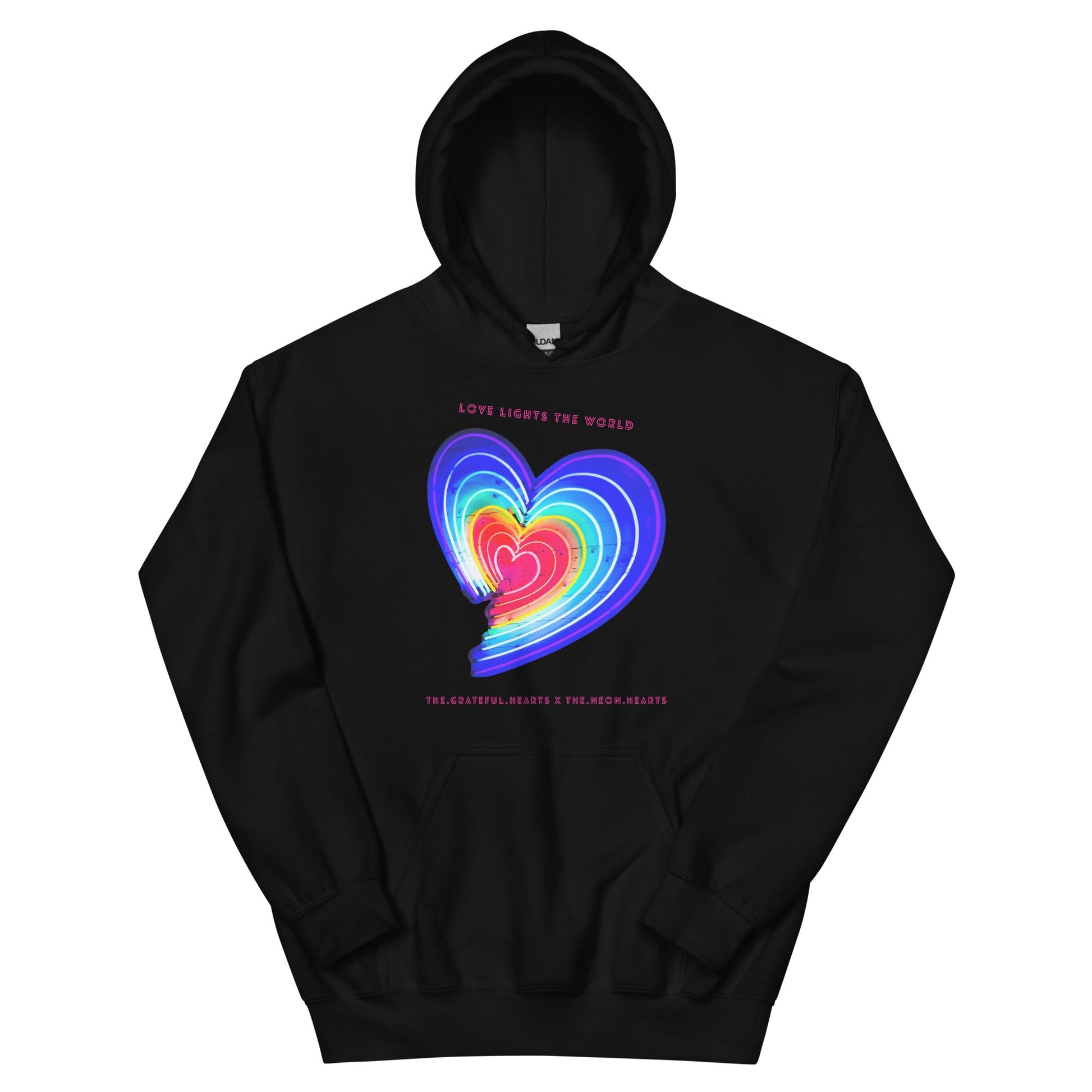 The Neon Heart - Love Lights The World ✨❤️ Heavy Blend Unisex Hoodie (Available in Various Colors!) - The Grateful Hearts