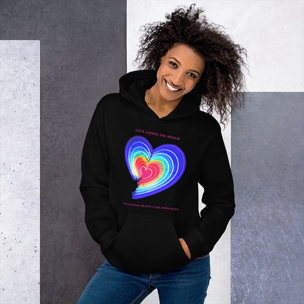 The Neon Heart - Love Lights The World ✨❤️ Heavy Blend Unisex Hoodie (Available in Various Colors!) - The Grateful Hearts